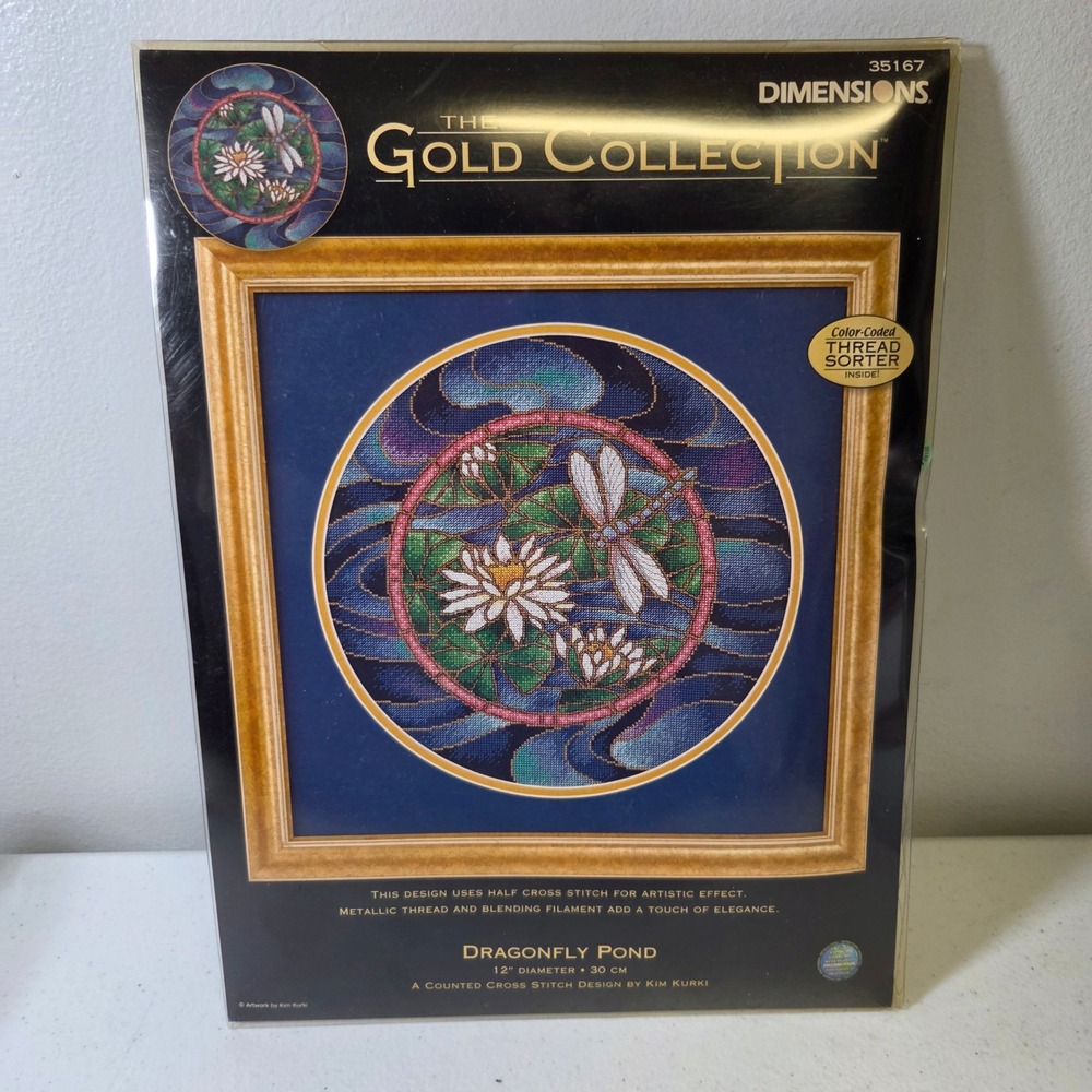 Gold Collection‎ Dragonfly Pond Cross Stitch Kit Vintage Dimensions 35167 2005